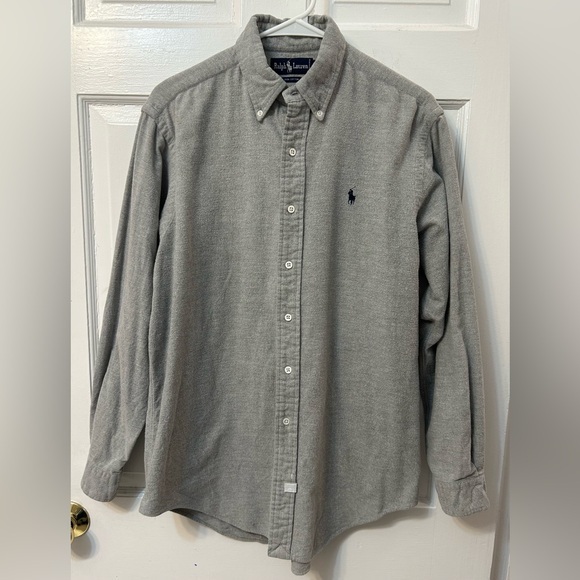 Ralph Lauren 100% Cotton Men’s Extra Soft Gray Button-Down Size M Warm Fuzzy
